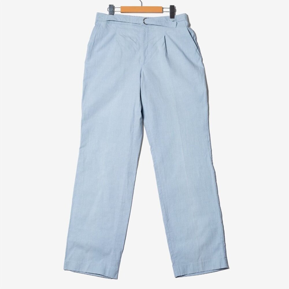 Vintage 80s Mens 32x33 Straight Leg Chino Pants Light Blue Slacks Made in USA